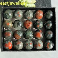 20pcs Wholesale Natural blood stone ball quartz crystal Sphere reiki 15mm+ box picture