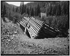 1. VIEW NORTHEAST CORNER LOG MILL - Cliff Mine, Log Mill, Centennial Ridge, picture