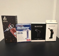 Techno, Blazer, Maven, Xuper Lot of 4 Butane Torch Lighters w/ Boxes picture