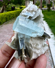 Sky Blue Aquamarine Crystals With Muscovite On Matrix /Display Piece/ 340 Carats picture
