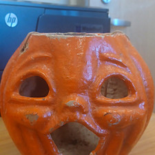 Vintage Halloween Orange Papier-Mache Jack-o'-Lantern Pumpkin, 1920-50. picture