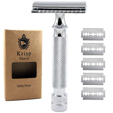 STAINLESS STEEL HEAVY DUTY DOUBLE EDGE SAFETY RAZOR FOR MEN + 10 SHAVING BLADES picture