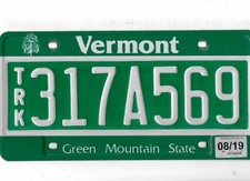 VERMONT 2019 license plate 