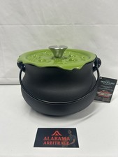 Smith & Clark Cast Iron Cauldron Pot with Green Bubbling Lid Brand New with Tag picture