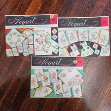 Vtg VOGART Iron-On Embroidery Transfer Patterns Roosters Birds Kittens 3 picture