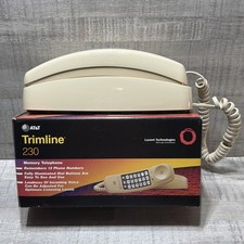 Vintage AT&T 230 Push Button Phone Trimline Ivory Wall Desk Décor With Box picture
