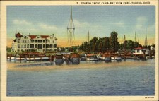 Toledo Yacht Club Bay View Park Ohio OH linen 1930s sailboats picture