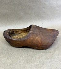 Vintage Wooden Shoe Dutch Clog Hand Carved Folk Art Rustic Cottagecore Decor picture