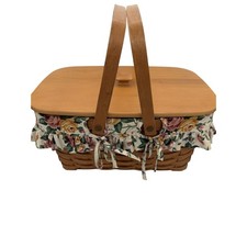 Longaberger 1995 Large Picnic Basket Cottage Combo Rare Lid USA Grandmacore 90s picture