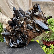 57.74LB Large Natural Smoky Black Quartz Cluster Crystal Specimen Healing picture
