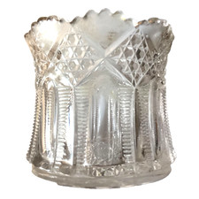 EAPG TARENTUM CRYSTAL GLASS LADDERS & DIAMONDS TOOTHPICK HOLDER/SUGAR BOWL picture