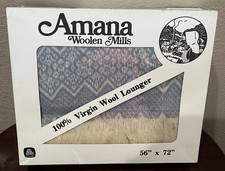 Vintage Amana Woolen Mills Throw Blanket 100% Wool New 56