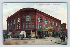 Masonic Temple Street View St Joseph Missouri MO 1911 DB Postcard Q4 picture