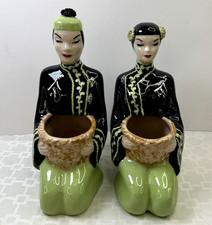 MCM Kaye of Hollywood Asian Figural Ceramic Planter Set #381 #382 Kitsch Pop Art picture