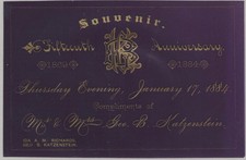 1884 Purple-Tinted Clear Celluloid California ‘Pioneer’ Wedding Anniversary Card picture