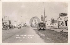 Street View Ford Road Looking West, Garden City MI 1937 RPPC Photo Postcard COPY picture