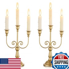 Sziqiqi Gold 3 Arms Candelabra Candle Holders Wedding Centerpieces picture