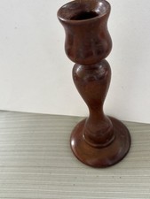 Hand Turned Free Standing Candlestick Holder Wood Traditional Vintage 6 in. Wisc picture
