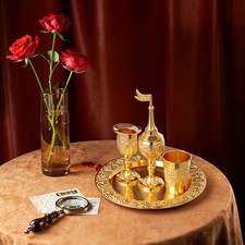 Vintage Wine Set Wine Cup Spice Box Havdalah Candle Holder Tray Shabbat Havdala picture
