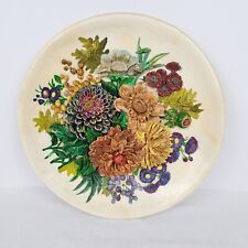 W. H. Bossons Floral Hand Painted Chalkware Plaque 3D Plate Made in England 1950 picture