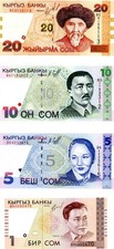 Kyrgyzstan - 1,5,10,20 Som - P-9, 13, 15, 19 - 1994-2002 dated Foreign Paper M picture