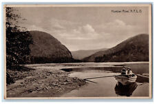 Canada Postcard View of Mountains Boat in Humber River N.F.L.D. c1910 Posted picture