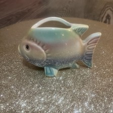 Vintage Ceramic MCM Pastel Fish Planter Vase picture