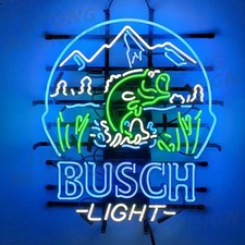 US STOCK Bass Fishing Buschs Light Beer Neon Sign 24