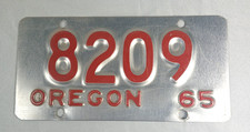 Vtg. 1965 Oregon Motorcycle License Plate picture