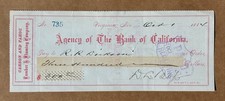 1884 Carson Tahoe Lumber Fluming Virginia City Nevada Bank of California Check picture