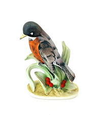 Vintage Lefton China Red Robin KW464 Hand Painted Porcelain Bird Figurine Japan picture