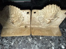 Antique Cast Iron Native American Chief Bookends Or Shelves Collectable History picture