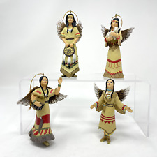 Native American Angels Christmas Ornaments 4pc Drum Lamb Dream Catcher Tribe picture