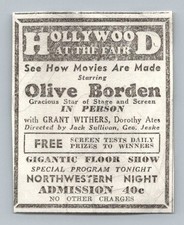 1933 Hollywood at the Fair Olive Borden In Person Movie Exhibit Print Ad 1930s picture