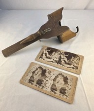 Antique The Perfecscope 1883 Stereoscope With 2 Keystone View Co. Nymph Cards-3D picture