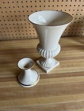 Vintage Lenox Porcelain Trumpet Vase With Gold Trim 91/4” & Small Lenox Vase picture