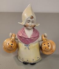 Vintage Figural Mid Century Dutch Girl Mustard Pot Salt & Pepper Shakers Japan picture
