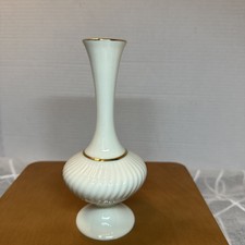 Vintage LENOX Bud Vase Savoy Collection Gold Fluted Ribbed 24K USA EUC picture