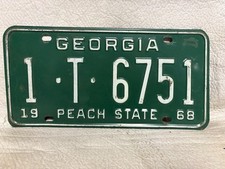 Vintage 1968 Georgia Truck License Plate ~ Fulton County picture
