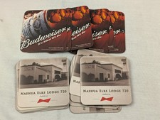 Lot of 20 Double Sided Budweiser & Nashua Elks Lodge 720 Coasters 2010 picture