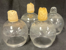 Set of 4 Clear Glass Peg Votive Cups Candle Holders VTG picture