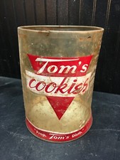 Vintage 1950s Tom's Cookies Plastic Can 11.5IN X 9IN picture