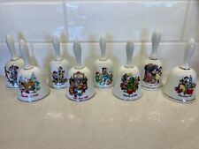 RARE lot of 8 Disney Christmas  Limited Edition numbered ceramic Bells VTG 80-90 picture