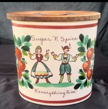 Vintage Bauer Pottery  Oval Canister w/ Hand Painted Strawberry Sugar N Spice picture