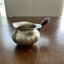 VINTAGE SIGNED WEB PEWTER 1175 PIPKIN GRAVY POT WOOD HANDLE EARLY AMERICAN STYLE picture