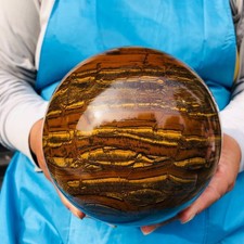 Rare  8.4 LB Natural Tiger's Eye Sphere Tumbled Tiger's Eye Ball Healing 4295 picture