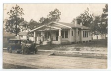 People Car & House Photo Postcard  RPPC c1920s picture
