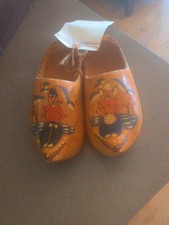 Dutch Wooden Clogs Holland Lion Orange Hand Painted Pair 12” Folk Art - 27cm picture