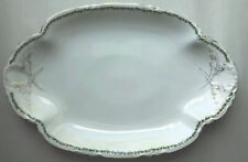 M.W. & CO. ROYAL SAXONY CHINA BAND of GREEN IVY on EDGE 16” Oval serving platter picture