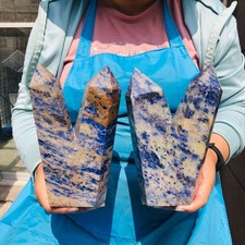 2pcs 7.59LB Natural Blue Vein Stone Crystal Columns Polishing Restoration 2236 picture